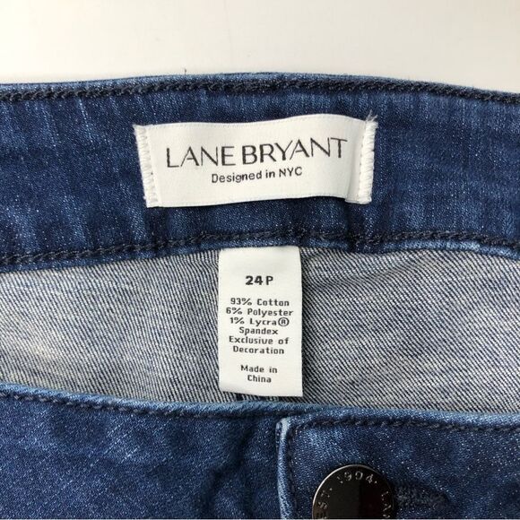 Lane Bryant Mid-Rise Super Stretch Skinny Ripped Hem Floral Patched Size 24P - Picture 6 of 9